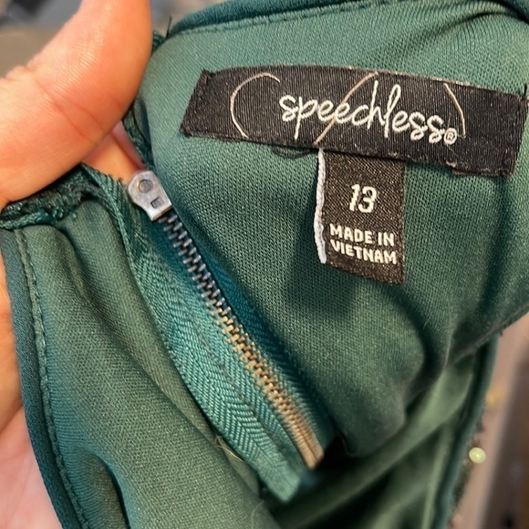 Speechless Bodycon Green Shiny Mini Dress Holiday Size 13 - Picture 3 of 9